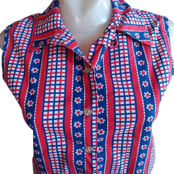 Vintage Women's Medium Blouse 1950's 1of1 Handmade Sleeveless Cropped Country - Picture 1 of 5